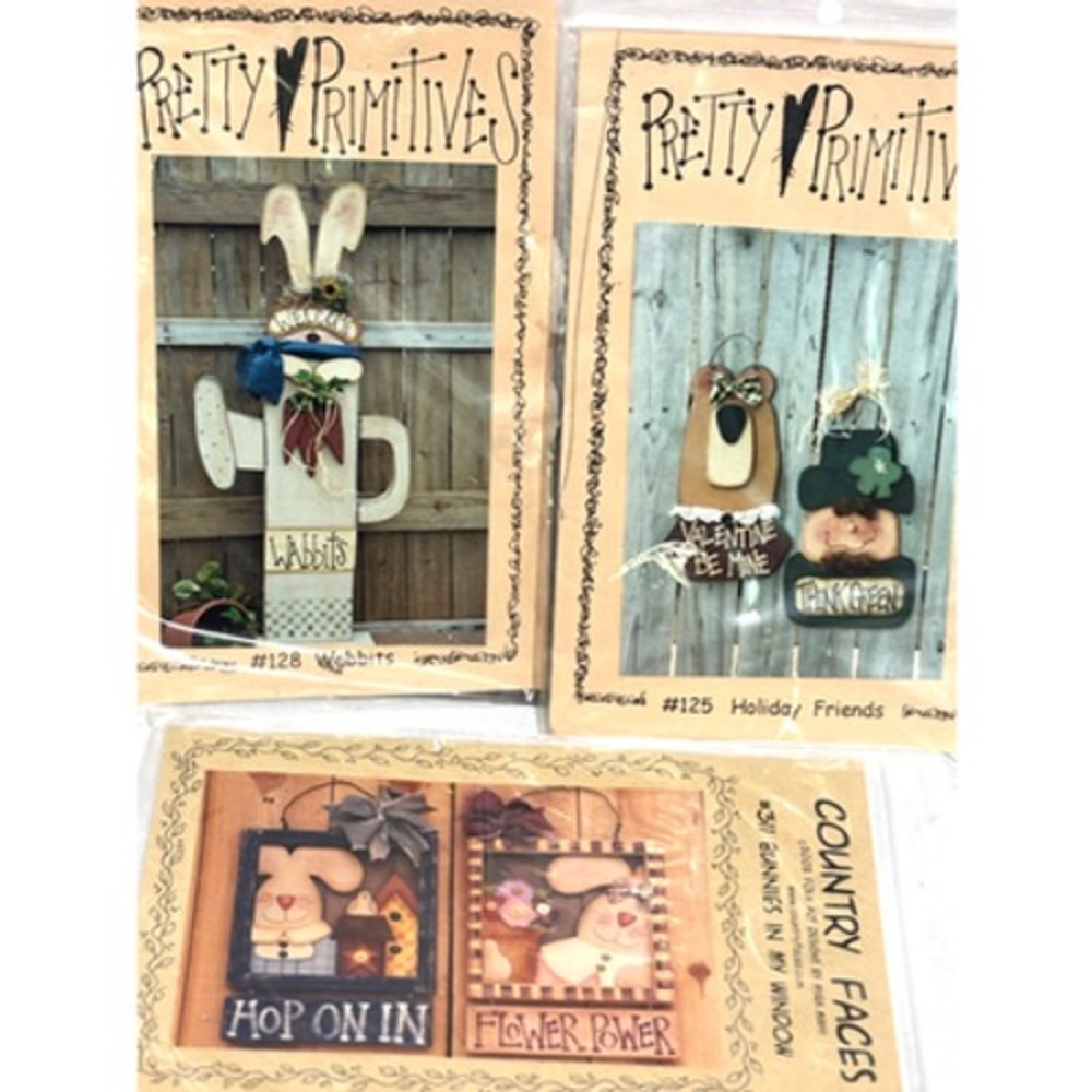 Easter Bunny‎ spring lot 3 Patterns wood Cloth Pretty Primitive Cottage Country